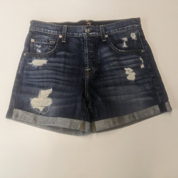 7 For All Mankind Size 25 Distressed Denim Shorts - Picture 1 of 16